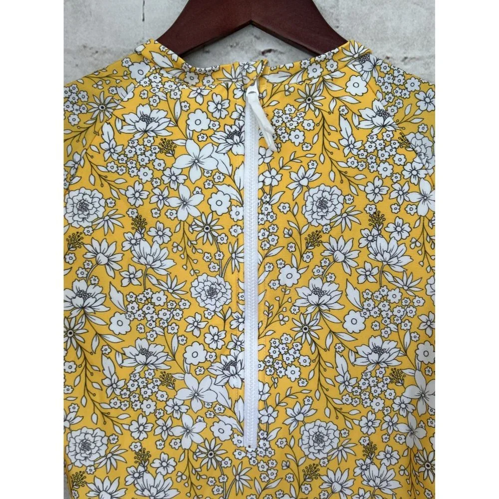 art class Yellow Floral Long-Sleeve One-Piece Swimsuit
